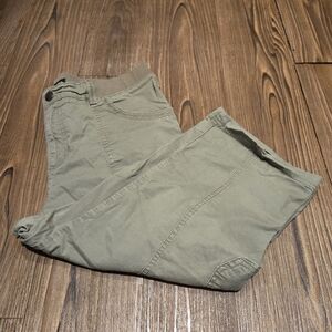 Lee Relaxed Fit Cargo Pants Capris Olive Green Cotton Casual Hike Outdoor 14